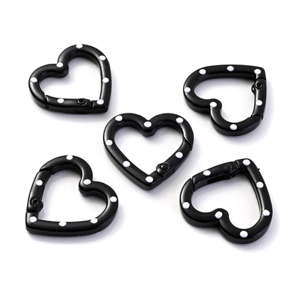 Heart-Shaped Lobster Clasp Connectors — Multicolor Metal Spring Clips