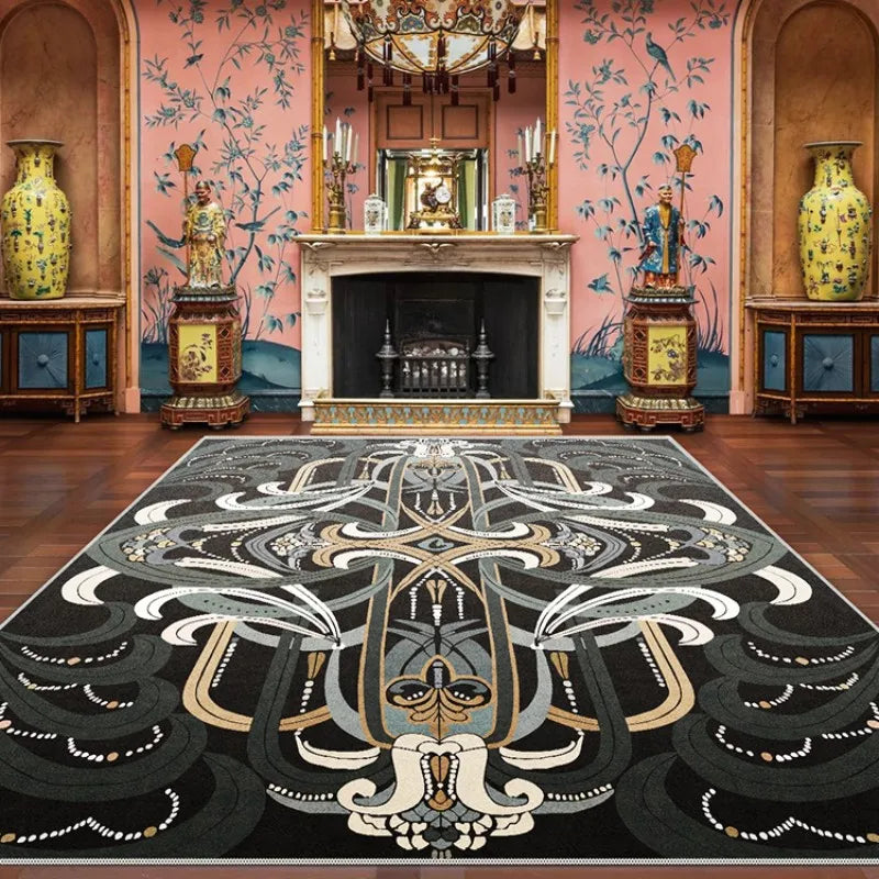 Light Luxury Cloakroom Carpet Home Non-slip Mat Large Area Bedroom Decor Washable Rug European Retro Carpets for Living Room