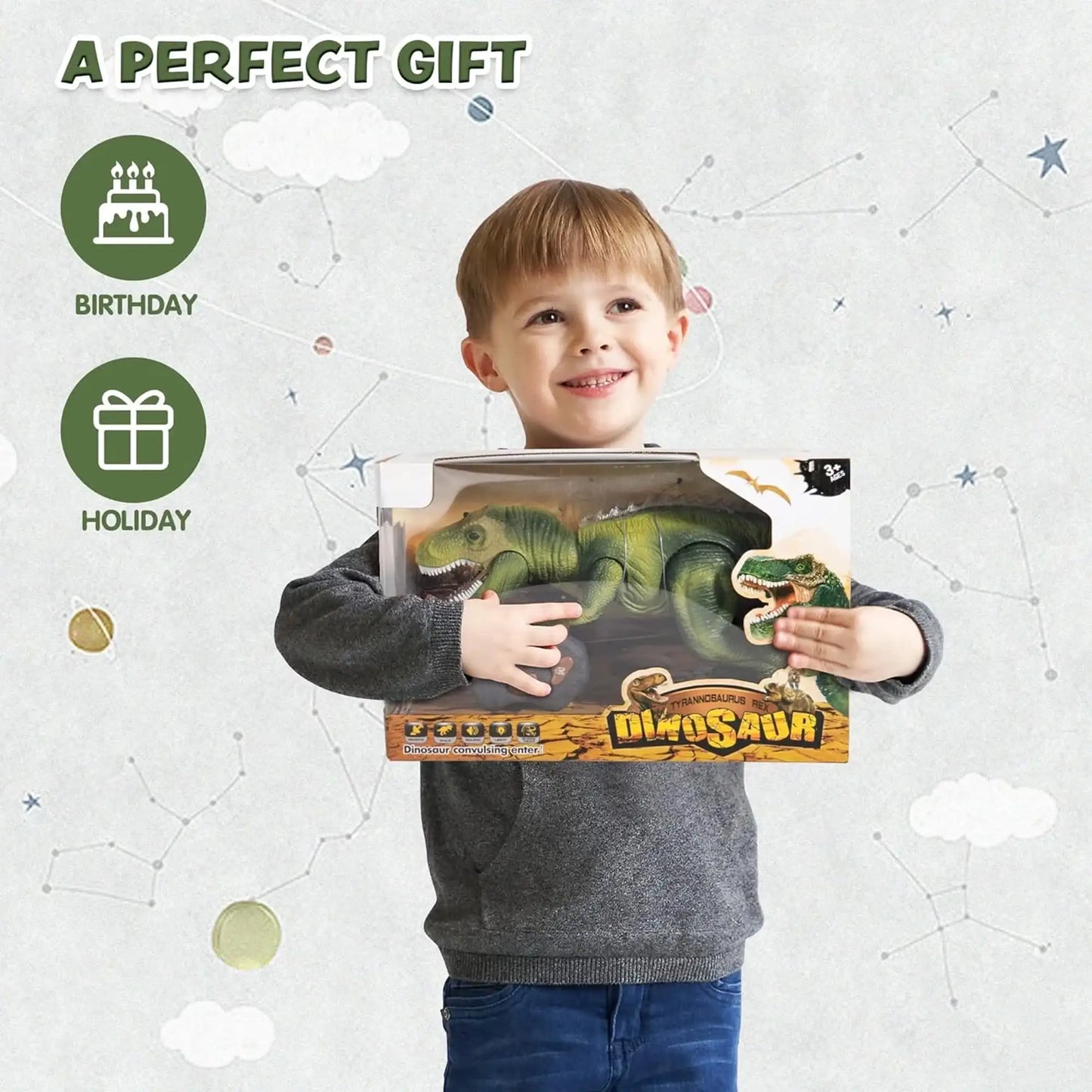 Joyfy Remote Control Walking Dinosaur Big T rex Dinosaur Robot Toy with Light Sound Electric Animal for Kids Best Birthday Gift