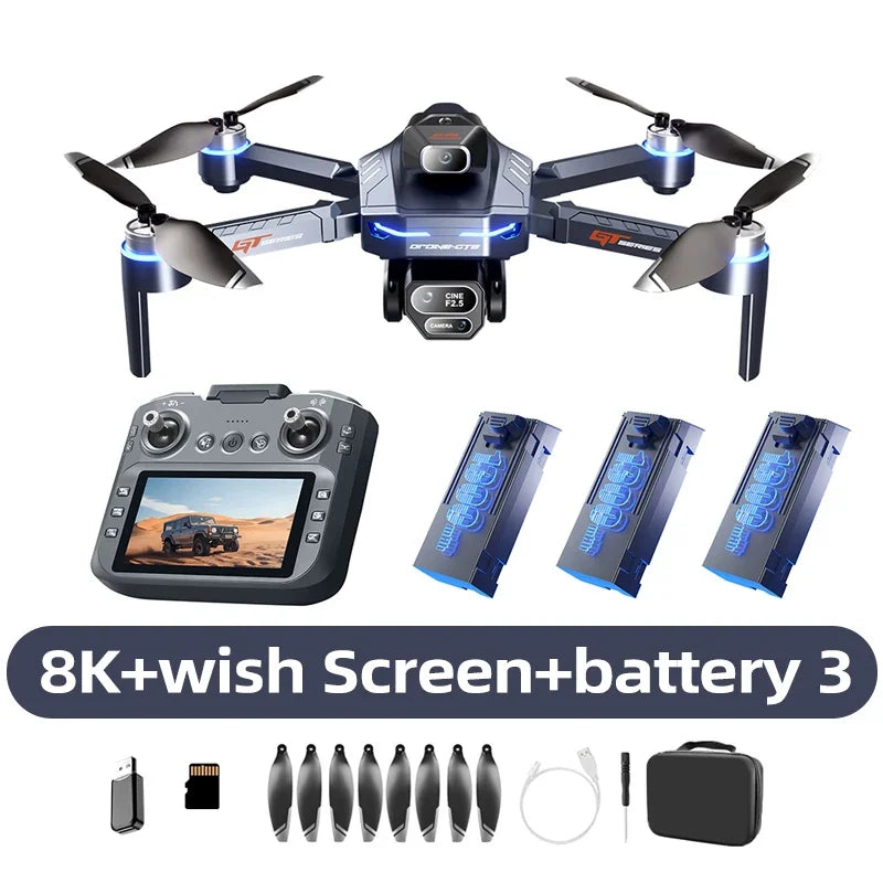Lenovo GT8 Drone 8K Professional Dual Camera GPS FPV Brushless Motor Optical Flow Hovering Folding Quadcopter 4K RC Dron Toys