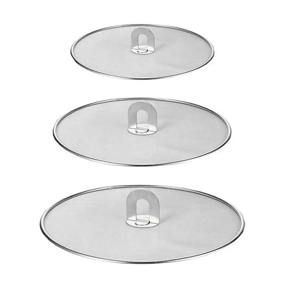 Dia. 25/29/33cm Stainless Steel Splatter Screen Mesh Pot Lid Cover Silver Oil Frying Pan Lid Cooking Tools Kitchen Gadgets