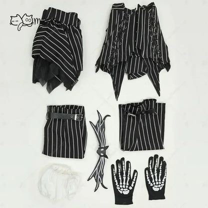 MEOWCOS Women's Jack Cosplay Costume Halloween Gothic  Long Sleeve Top with Skirt and Gloves