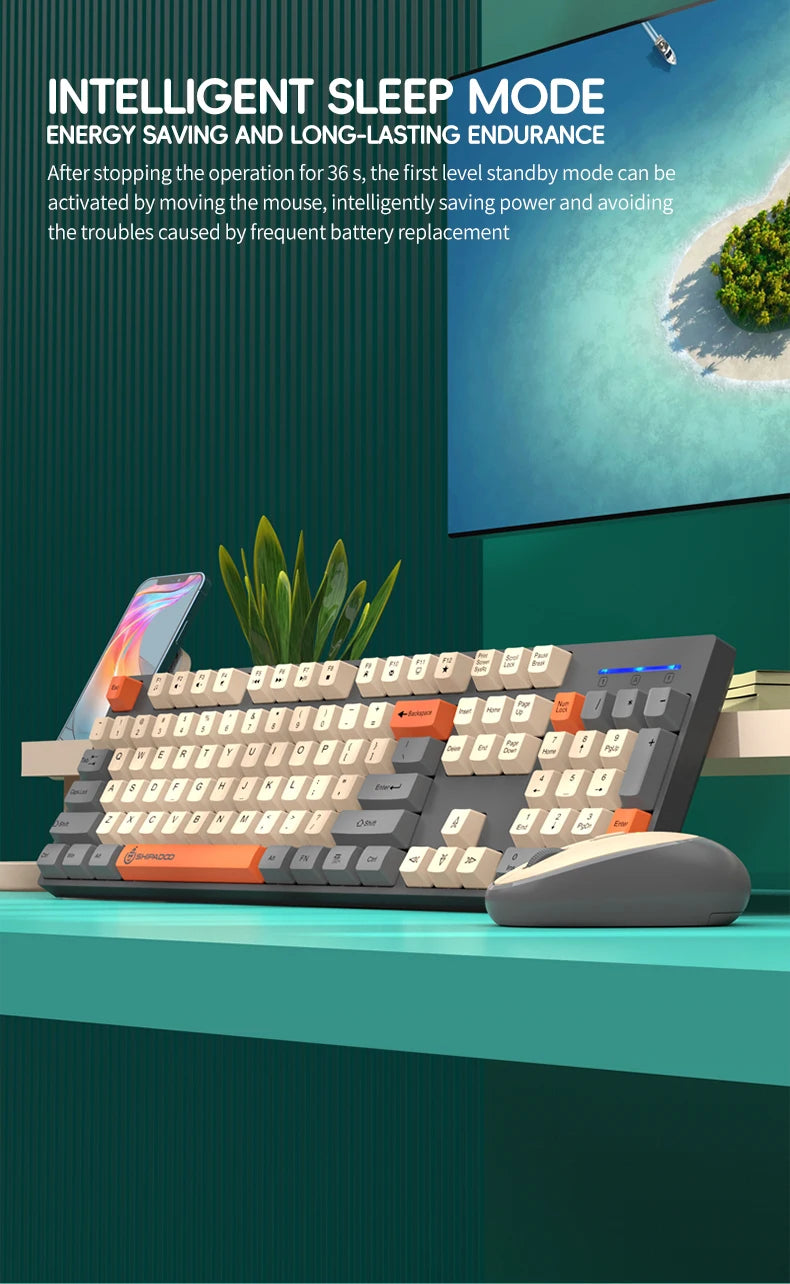 Shipadoo Gaming Wireless Keyboard and Mouse Combo Set,Computer Wireless Laptop Desktop Office Accessories Free Wireless Mouse