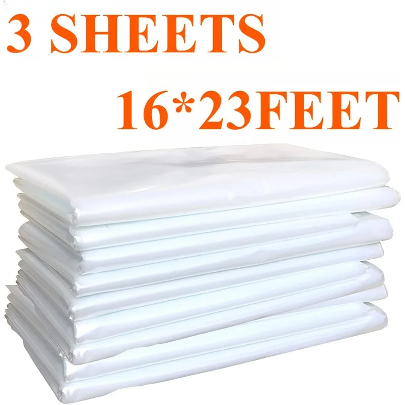 3PCS Large Disposable Plastic Dust Cover Transparent Furniture Protector Sheet for Painting Moving Gardening 4x5M 5x7M Gear