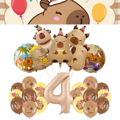 Capybara Decoration Birthday Party Favors Tableware Set Cup Plate Balloons Gift Bags Happy Banner Cake Topper Supplies for Girls