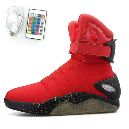 Remote Control LED Mag Shoes Fashion Light Up Sneakers  for Men Air Shoes USB Recharging Shoes Back To The Future Boots 1989