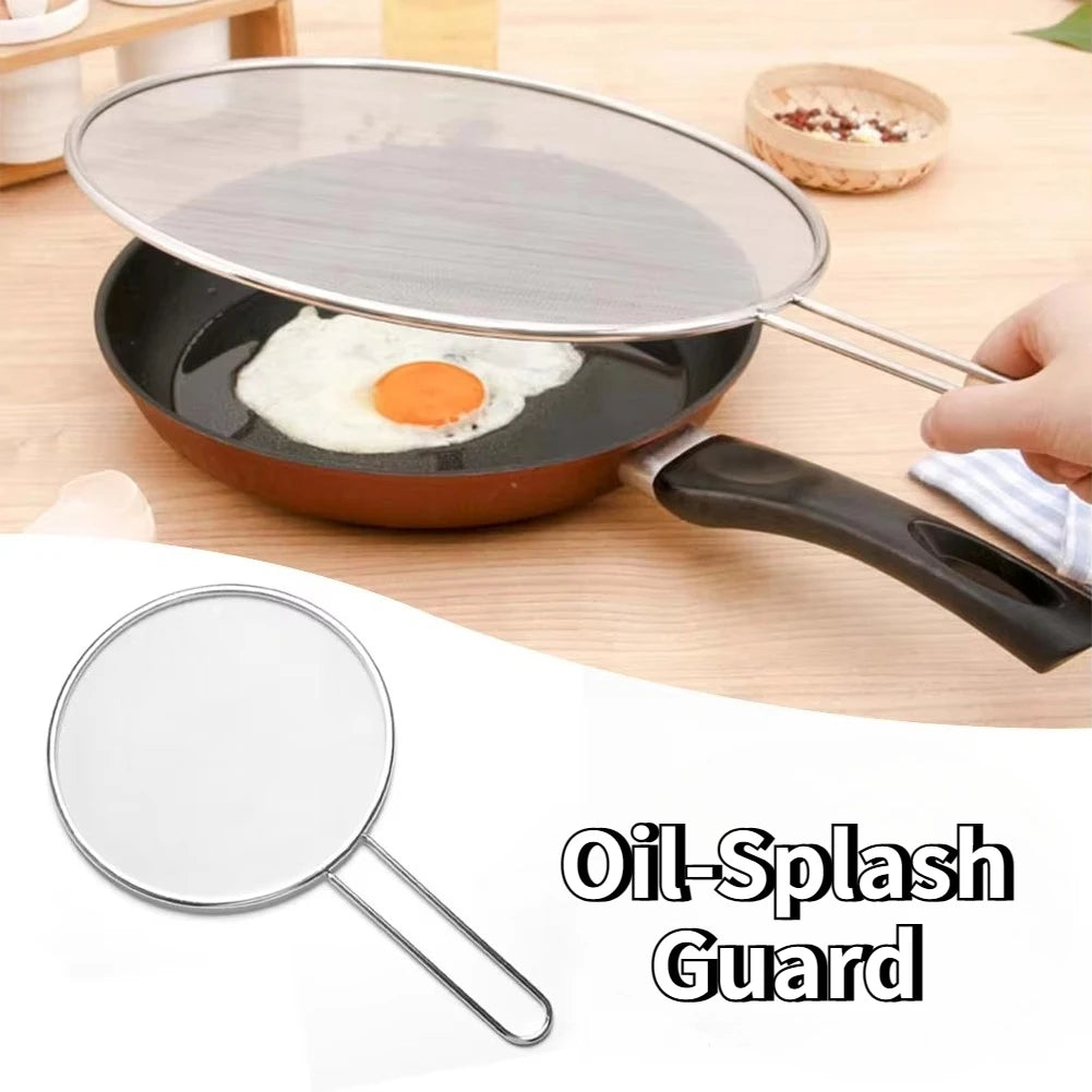 Anti Splatter Guard Stainless Steel Oil Net Splash Cover Pan Kitchen Cooking Gadget Splatter Proof Cover Mesh Pot Lid Frying Pan