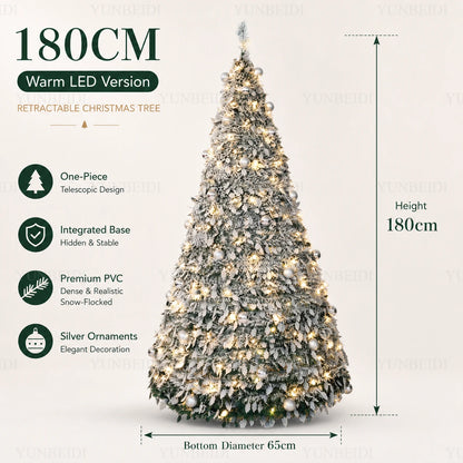 Integrated Foldable Christmas Tree with Ornaments LED Lights High-end Christmas Tree 150cm/180cm Home Christmas Party Decoration