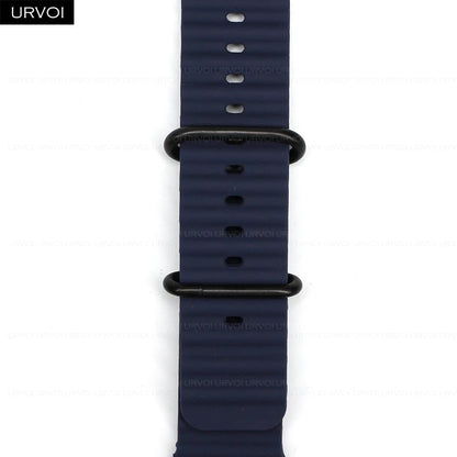 URVOI Ocean Band for Apple Watch Ultra 4 3 2 Strap Series 12 11 10 SE Sport Band for iWatch Silicone Wristband Black Buckle 49mm
