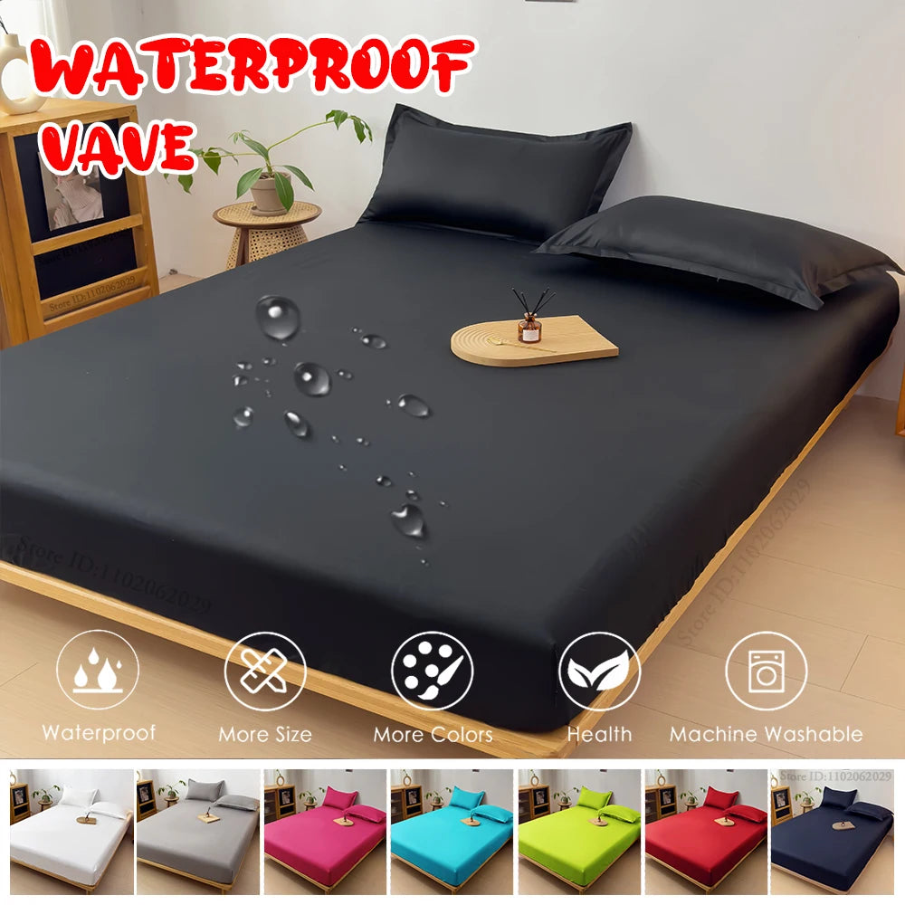 Throw Waterproof Mattress Cover Bed Fitted Sheet Mattress Bedspread Protector Pads Single/Double/King/Queen Full Size Gray/White