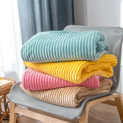 Soft Plaid Blankets Warm Coral Fleece Throw Blanket Sofa Cover Bedspread On The Bed For Adult Kid Pet Winter Warm Blankets