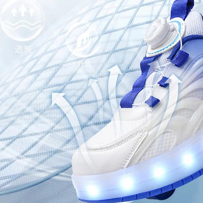 Children LED Flashing Luminous Two Wheels Roller Skate Shoes Kids Boys Girls Glowing Sport Sneaker Skateboard USB Charging Shoes