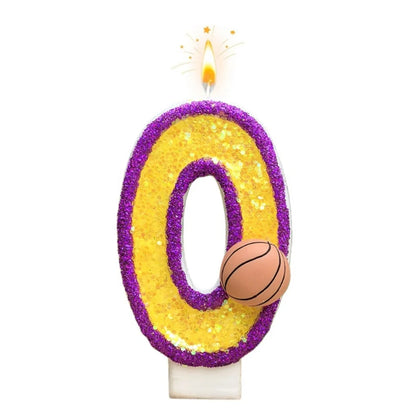 New 0-9 Number Birthday Candles Original Purple Edged Gold Basketball Birthday Cake Digital Party Anniversary Candle Decoration