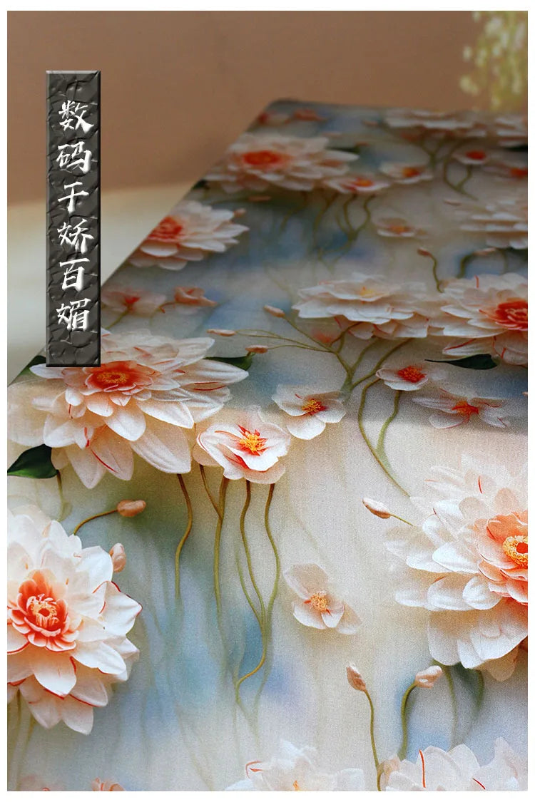 Digital Printed Rayon Fabric Summer By Meters for Women Dress Pajamas Cool Blankets Diy Sewing Soft Smooth Floral Textile Cloth
