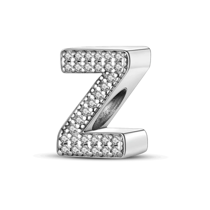 Fit Original Bangle Bracelet DIY A-Z Alphabet Charms Bead 925 Sterling Silver CZ Zircon LOVE Letter Dangle Pendant Jewelry Gift