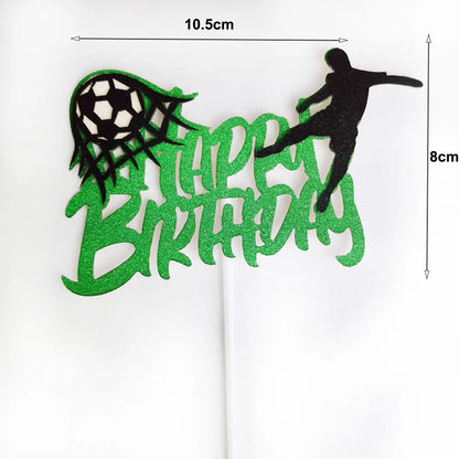 Soccer Ball Cake Topper Decorations Cupcakes Toppers Happy Birthday Sign Decor Football Theme Boy Girl Birthday Party Supplies