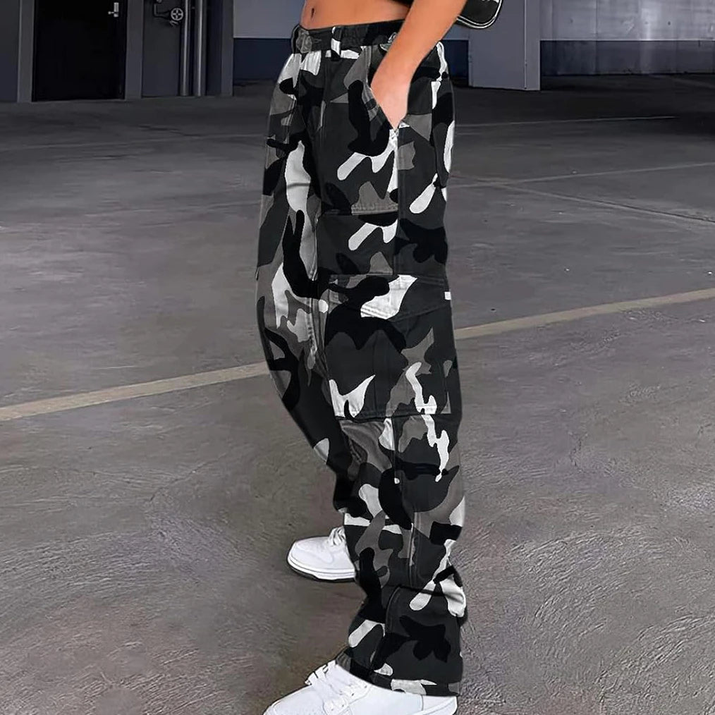 Premium Soft Women's High Waist Cargo Pants Camouflage Print Loose Fit Full Length With Pockets Casual Style OEM Factory Direct