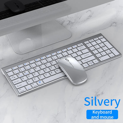 2.4G Wireless & bluetooth Keyboard Mouse Set Rechargeable Ultra-thin Computer Office Gaming Silent Slim Keyboard Mouse for ipad