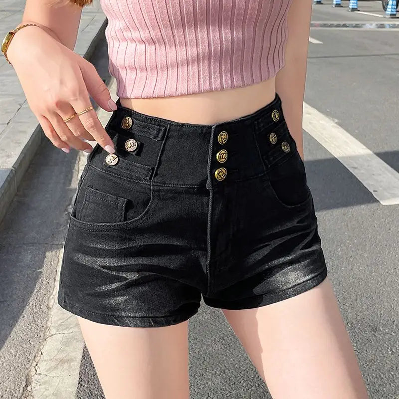 Retro Denim Pants Women's Spring Summer High Waist A-Line American Vintage Pants Slim Fit Shorts Jeans Women Sexy Casual Jorts