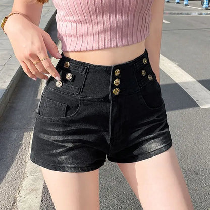 Retro Denim Pants Women's Spring Summer High Waist A-Line American Vintage Pants Slim Fit Shorts Jeans Women Sexy Casual Jorts