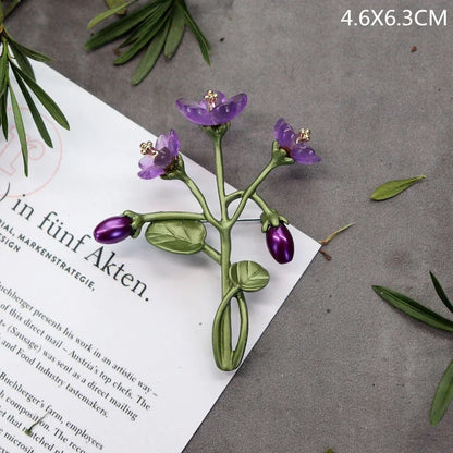 Creative Handmade Exquisite Green Plant Brooch Corsage Woman Retro Pearl Brooches Coat Accessories Jewelry