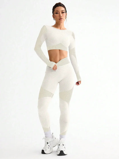 2pcs Hot-selling New Sports Tight Running Breathable Seamless Yoga Suit Women's Outdoor Fitness Suit Women's