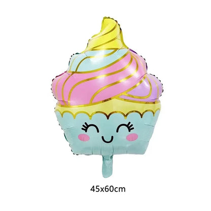 Happy Birthday Cake Theme Balloons Birthday Party Matte ice cream candy Baby Shower Decors Foil Balloon
