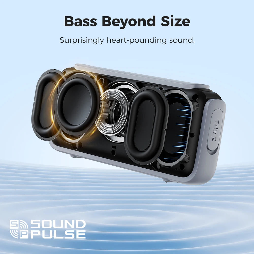 Tronsmart Trip 2 Speaker Wireless Bluetooth Portable Speaker with Enhanced Bass, IPX7 Waterproof, 20H Playtime,for Camping, Outdoor