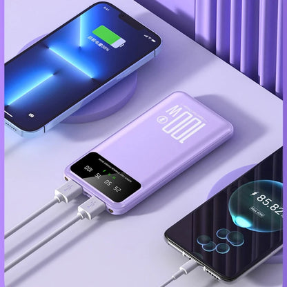 20000mAh Digital Display Power Bank 100W High Speed Fast Charger With LED Light Portable External Battery For All Smart Phones