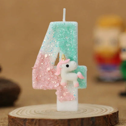 Birthday Candle 0-9 Number Birthday Party Cake Candle Pink Unicorn Birthday Candles for Cake Blue Children's Birthday Decor