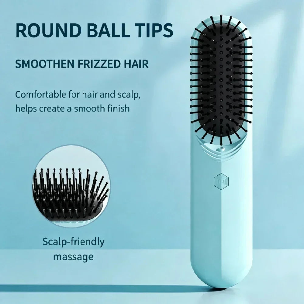 Steam Electric Hair Straightening Brush, Air Cushion Spray Massage Detangler Comb for Frizzy Damaged Hair Styling & Care
