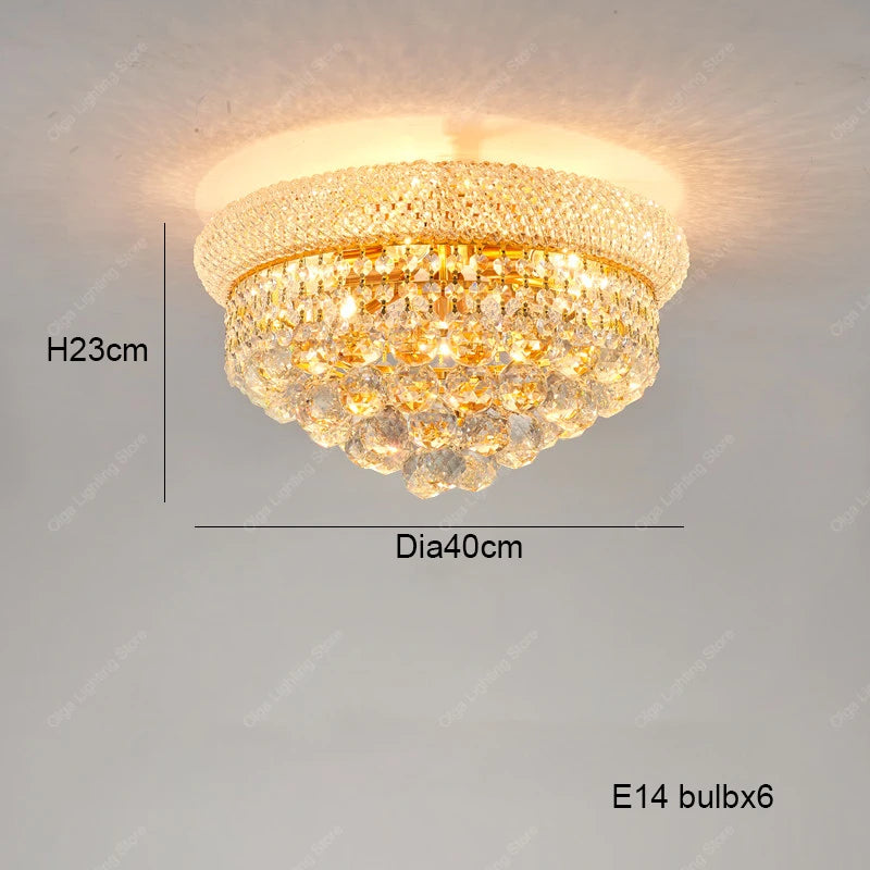 Gold Luxury Crystal Chandelier Lights 3000K 4000K Dimmable Chandeliers, Home Decor Hanging Lamps for Villa Duplex High-ceiling