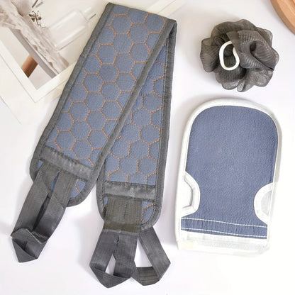 Exfoliating Body Scrubber Set - Includes Back Scrubber, Bath Glove And Shower Bath Sponge Loofah
