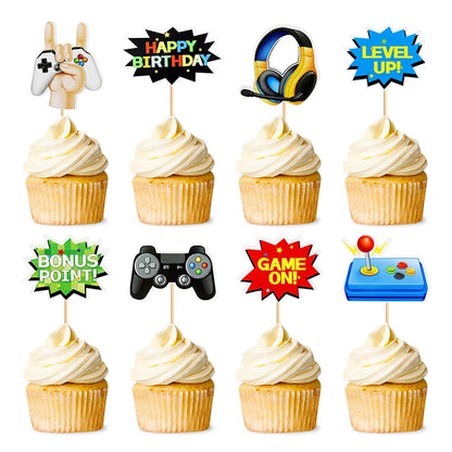 GamePad Cake Topper Happy Birthday Wedding Game on Kids Boys Party Baby Shower Cupcake Toppers Decoration Baking Supplies DIY