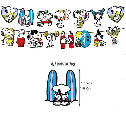 Happy Birthday Party Decorations Dog Banner Flag Foil Latex Balloons White Anime Supplies Baby Boy Girl Kids Cute Toy Gifts