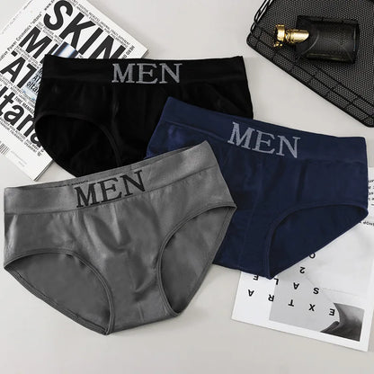 3Pcs/lot Men's Briefs Underwear Sexy Man Panties MEN Letter Underpants Breathable Comfortable Male Bikini Shorts Black Blue Red