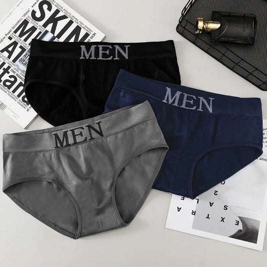 3Pcs/lot Men's Briefs Underwear Sexy Man Panties MEN Letter Underpants Breathable Comfortable Male Bikini Shorts Black Blue Red