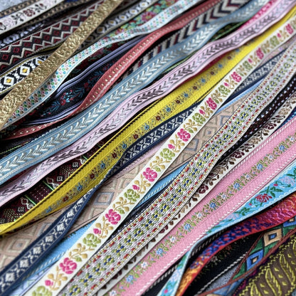 5 Yards 1~3CM Geometric Flower Designs Are Selling Well Embroidered Jacquard Ribbon Decorative Clothing Dog Chain Curtains