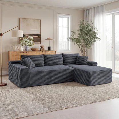 106.3" Cloud Modular Sectional Sofa Couch with L-Shape Chaise, Modern Minimalist Upholstered Couches for Living Room Bedroom, D