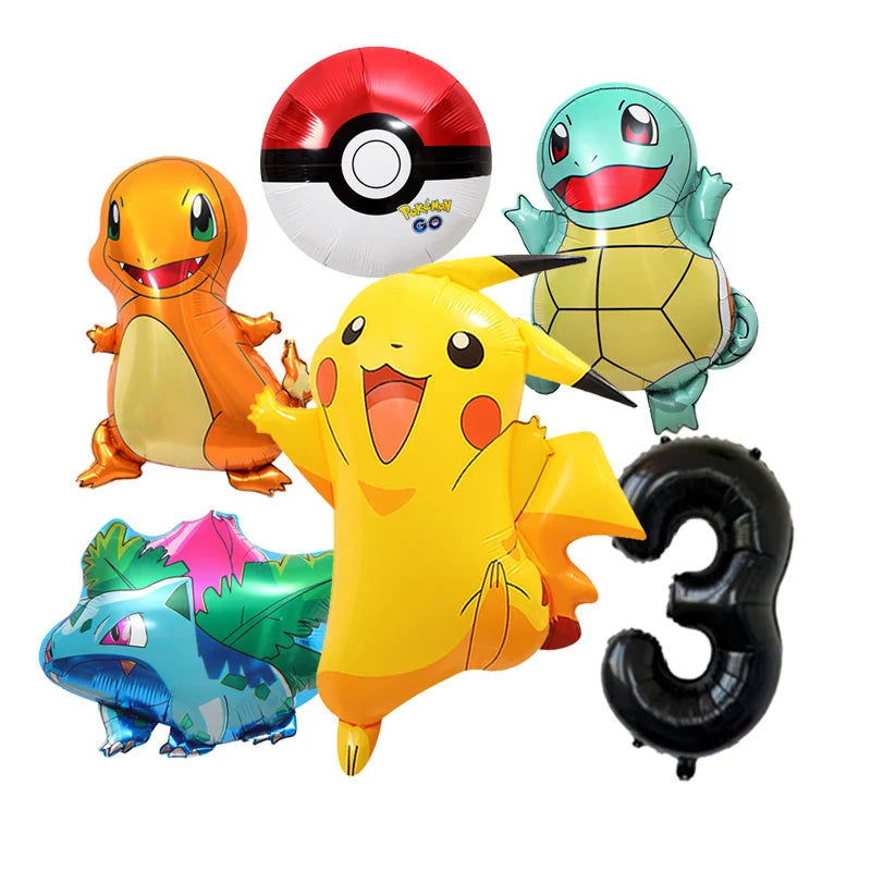 Pikachu Cartoon Balloon Garland Kit Lightning Foil Balloons Kids Birthday Party Supplies