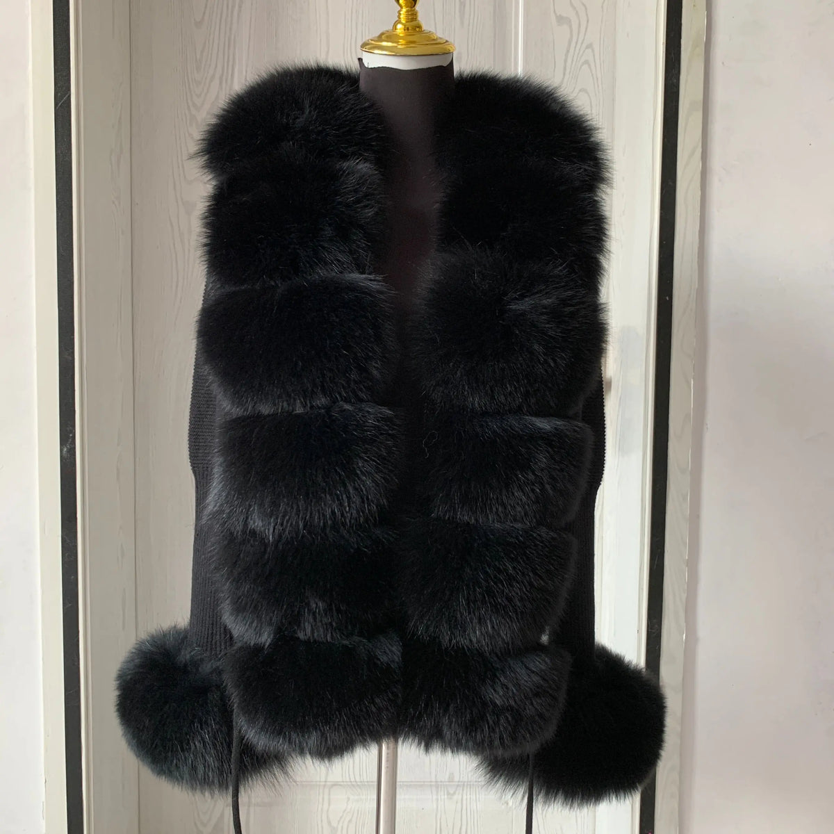 Women's Real Fox Fur Cardigan Jacket Spring and Autumn with Knitted Sweaters and Real Fox Fur Collar Women Raccoon Fur Cardigan