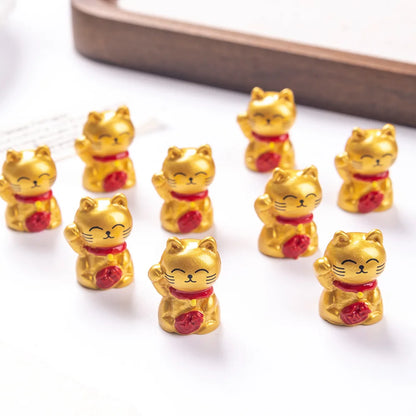 10-50pcs Cute Mini Wealth Lucky Gold Cat Animal Decoration Resin Craft Miniature Figure Bonsai Microlandscape Fairy Garden Decor