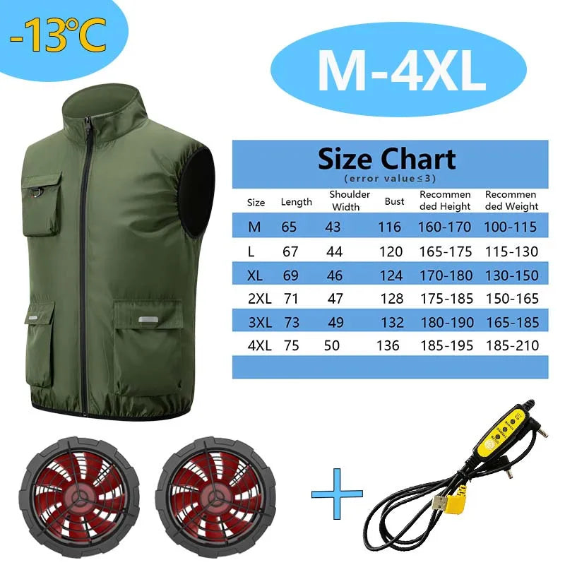 Summer Cooling 2-4 Fan Holes Fan Workwear, Unisex Short Sleeve, Outdoor Sun Protection & Cooling Vest with Built-in Fans