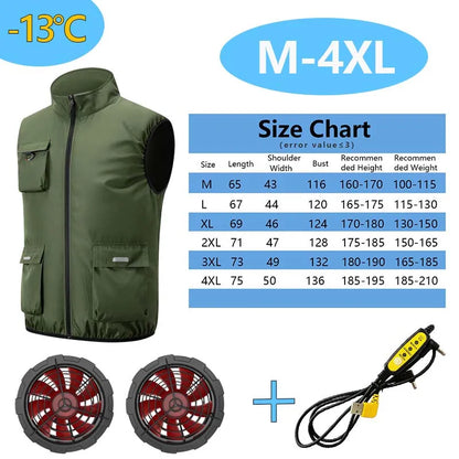 Summer Cooling 2-4 Fan Holes Fan Workwear, Unisex Short Sleeve, Outdoor Sun Protection & Cooling Vest with Built-in Fans