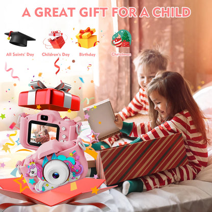 Kids Camera Girls Selfie Camera 1080HD Video Photography Digital Camera for Kids with Silicone Case Toy Camera Birthday Gifts