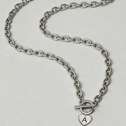 Stainless Steel Letter Pendant Necklace 26 Alphabet Heart Charm Dainty Stylish Women Fashion Jewelry Gift