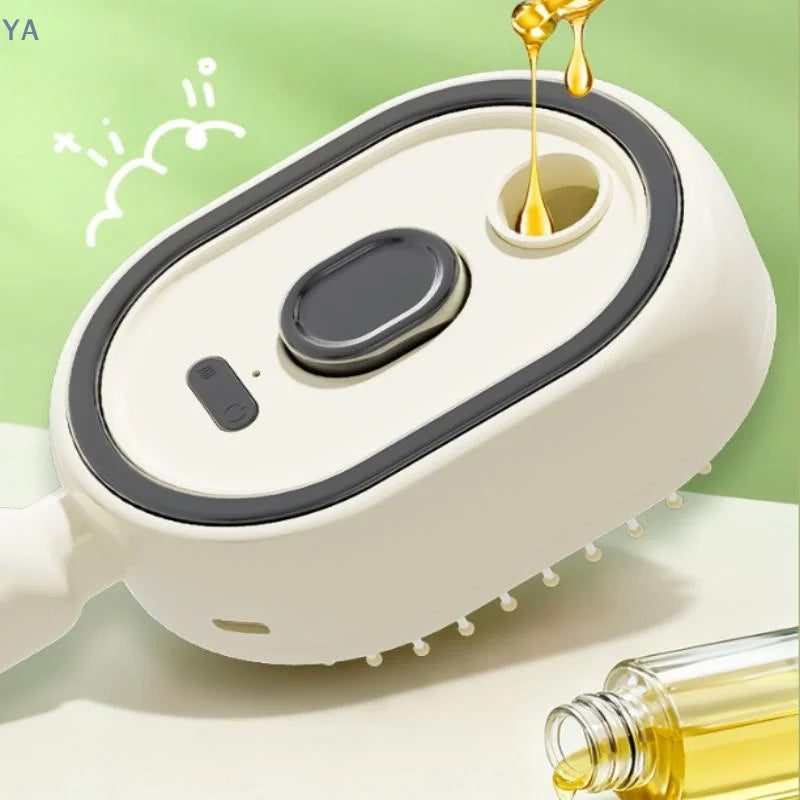 【SA】Electric Spray Hair Brush 2-In-1 Misting Hair Brush With Water Spray Reduce Frizz Anti-Static Retractable Steam Massage Comb