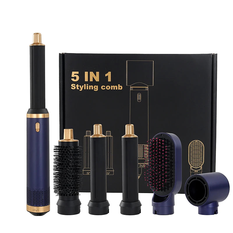LUXLOCK Professional 5-in-1 Curler Set Multi functional Straightener Hot Air Comb Hairdryer Styling Set Wave Curler Ladies' Gift
