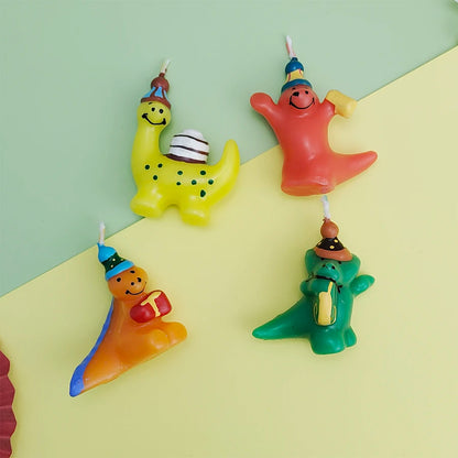 Happy Birthday Cartoon Dinosaur Cake Candle Prince Party Boy's First Birthday Cake Decoration Animal Dinosaur Decoration