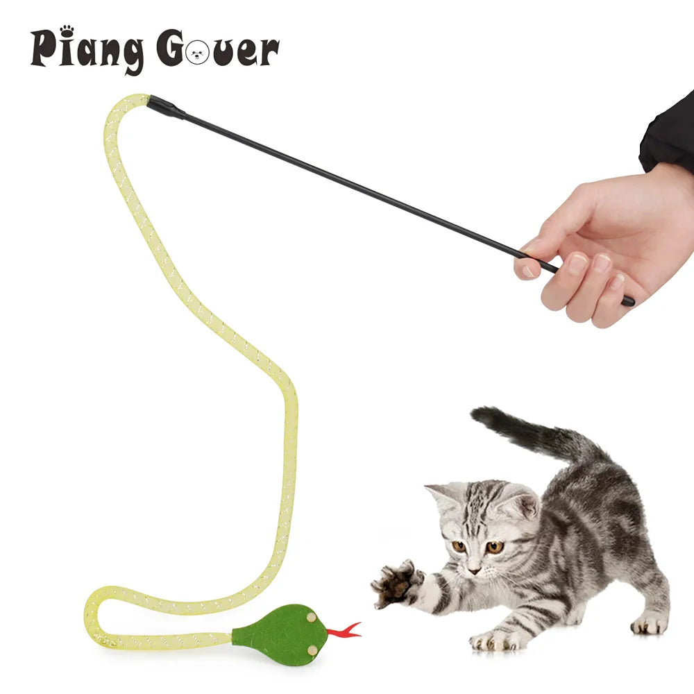 Tassel Snake Cat Teaser Stick Teasing Rod for Cats Toys Kitten Playing Scratch Pet Toy Wand